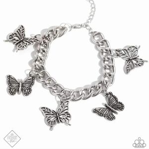 Aerial Ambiance Silver Bracelet Butterfly Charm Fashion Jewelry Paparazzi